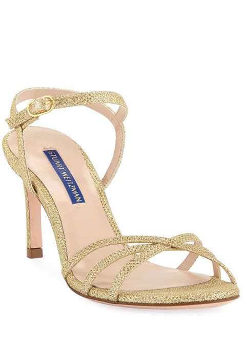 Stuart Weitzman Starla Metallic Fabric Sandals